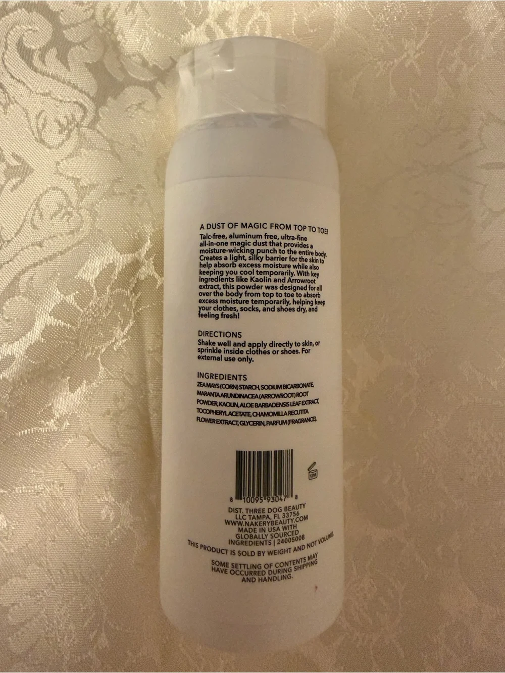 Nakery Beauty Magic Dust All-Over Body Powder — White with Gold Label
